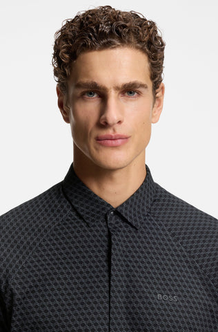 Camisa Mangas Cortas BOSS regular fit con Stretch en piqué de algodón