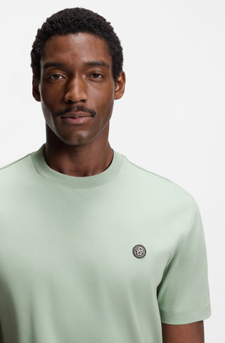 T-Shirt BOSS de algodón Mercerizado Regular Fit con placa de Monograma Doble b