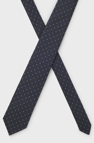 Corbata BOSS 100% de Seda con patrón de puntos Azul marino