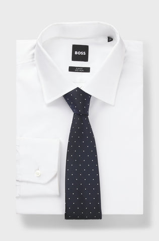 Corbata BOSS 100% de Seda con patrón de puntos Azul marino