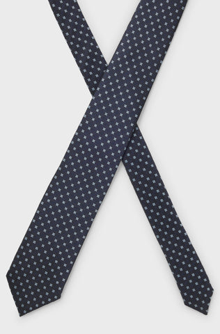 Corbata BOSS 100% de Seda con patrón Jacquard Azul marino