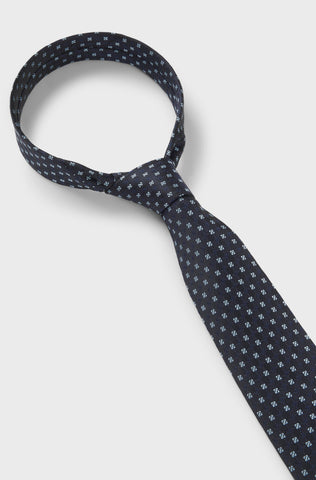 Corbata BOSS 100% de Seda con patrón Jacquard Azul marino
