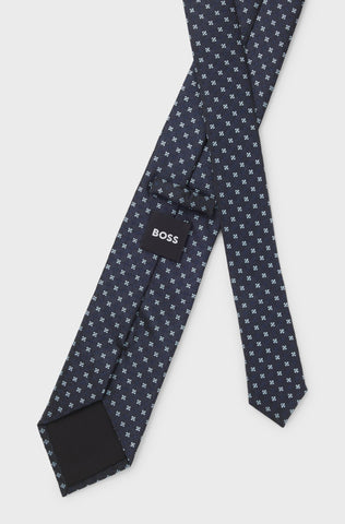 Corbata BOSS 100% de Seda con patrón Jacquard Azul marino