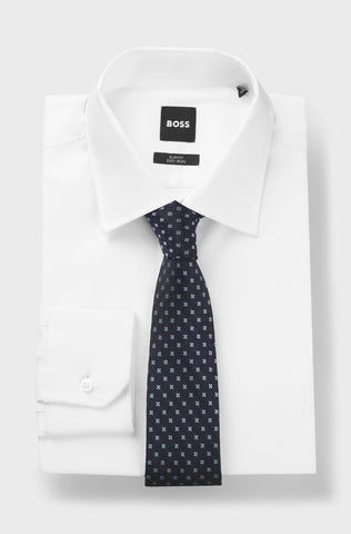 Corbata BOSS 100% de Seda con patrón Jacquard Azul marino