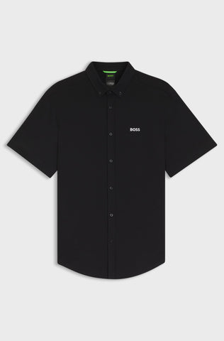 Camisa Mangas Cortas BOSS en Algodón regular fit Negro
