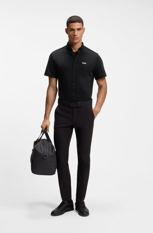 Camisa Mangas Cortas BOSS en Algodón regular fit Negro