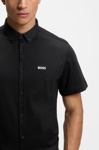 Camisa Mangas Cortas BOSS en Algodón regular fit Negro