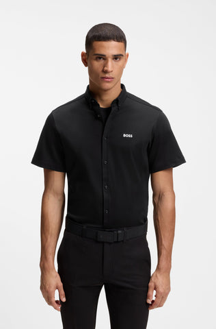 Camisa Mangas Cortas BOSS en Algodón regular fit Negro