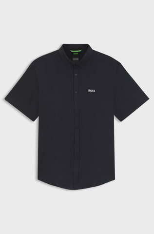 Camisa Mangas Cortas BOSS en Algodón regular fit Azul Marino