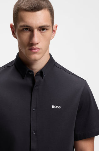 Camisa Mangas Cortas BOSS en Algodón regular fit Azul Marino