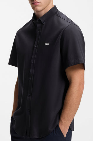 Camisa Mangas Cortas BOSS en Algodón regular fit Azul Marino