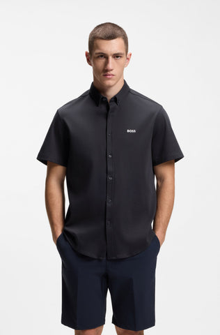 Camisa Mangas Cortas BOSS en Algodón regular fit Azul Marino