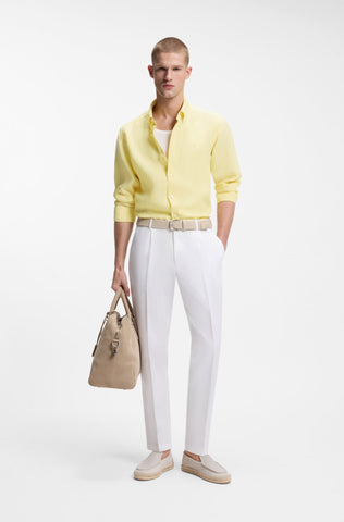 Camisa BOSS de corte regular con botones - Amarillo pastel