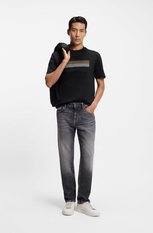 T-Shirt BOSS Regular Fit con ilustraciones en hilos de rayas