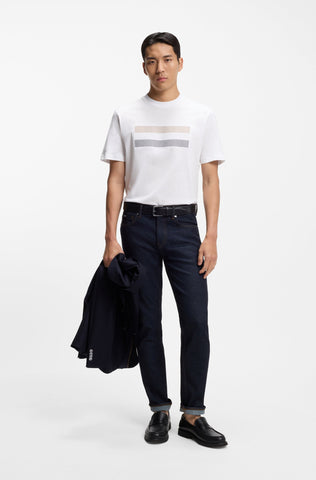 T-Shirt BOSS Regular Fit con ilustraciones en hilos de rayas