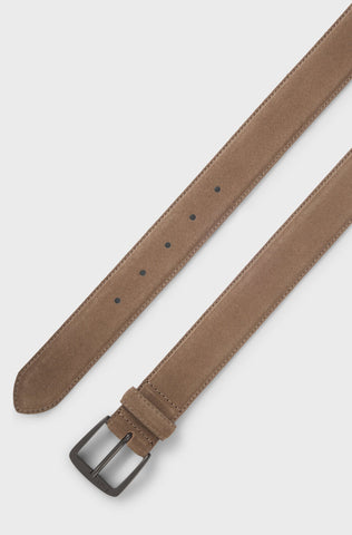 Correa BOSS de Suede italiano con hebilla color plomo