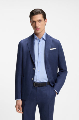 Correa BOSS de Suede italiano con hebilla color plomo.