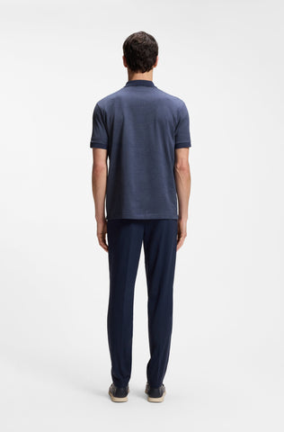 Polo BOSS Regular Fit de Algodón Mercerizado con Jacquard Floral - Azul