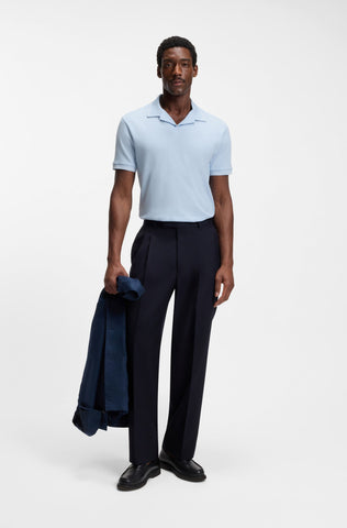 Polo BOSS H-Pye 235 Hombre Azul Claro en Mezcla de Lino y Algodón Regular Fit