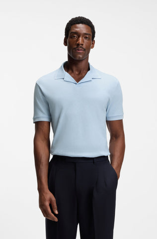 Polo BOSS H-Pye 235 Hombre Azul Claro en Mezcla de Lino y Algodón Regular Fit