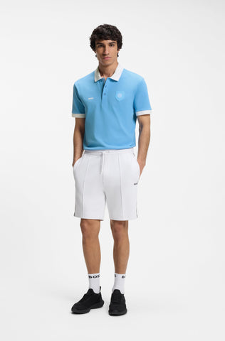 Polo BOSS de Algodón Piqué con Escudo del mundial Aplicado - Azul