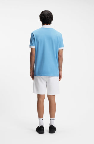 Polo BOSS de Algodón Piqué con Escudo del mundial Aplicado - Azul
