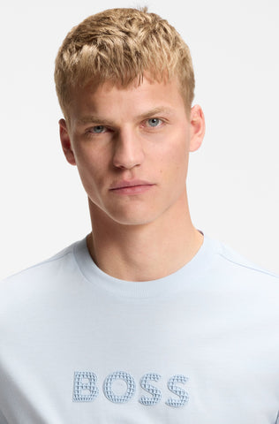 Camiseta BOSS Green TS_Terrace Logo Regular Fit - Azul