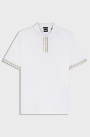 Polo BOSS H-Parlay 238 Hombre Blanco en Algodón Mercerizado Regular Fit