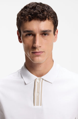 Polo BOSS H-Parlay 238 Hombre Blanco en Algodón Mercerizado Regular Fit