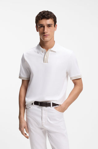 Polo BOSS H-Parlay 238 Hombre Blanco en Algodón Mercerizado Regular Fit