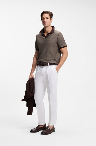Polo de Punto BOSS Hombre Marrón Texturizado Regular Fit