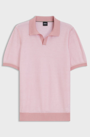 Polo de Punto BOSS Hombre Rosa Texturizado Regular Fit