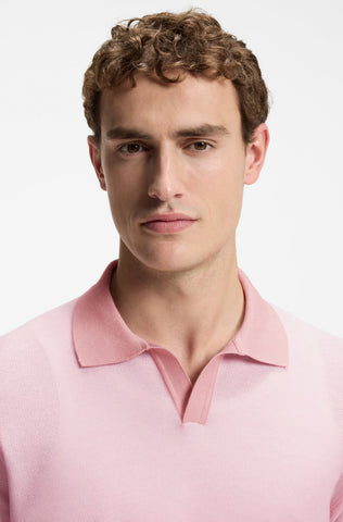 Polo de Punto BOSS Hombre Rosa Texturizado Regular Fit