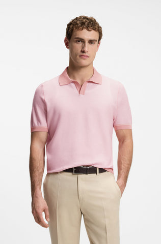 Polo de Punto BOSS Hombre Rosa Texturizado Regular Fit