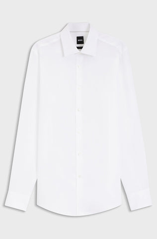 Camisa BOSS Slim Fit en lino de fabricación italiana - Blanco