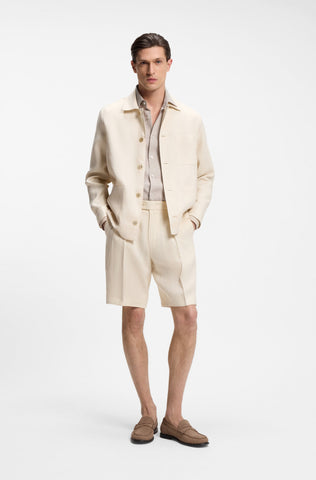 Camisa BOSS de Slim Fit en lino de fabricación italiana - Beige