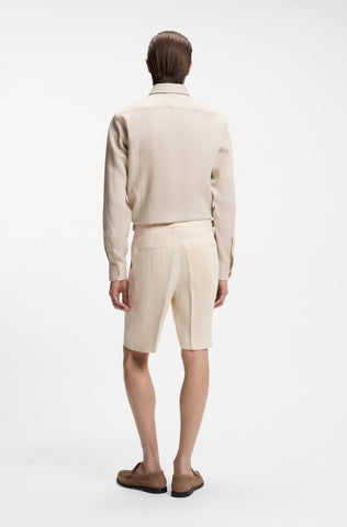Camisa BOSS de Slim Fit en lino de fabricación italiana - Beige