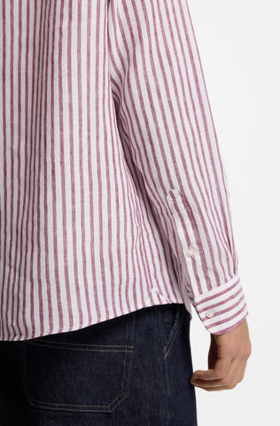 Camisa BOSS de Lino Regular Fit a Rayas con Cuello Button-Down