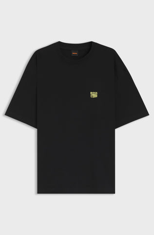 Camiseta BOSS Relaxed Fit de Algodón con Logo Brutalism - Negro
