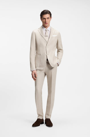 Pantalón BOSS Slim Fit en Mezcla de Lino - Beige