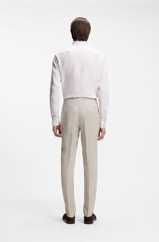 Pantalón BOSS Slim Fit en Mezcla de Lino - Beige
