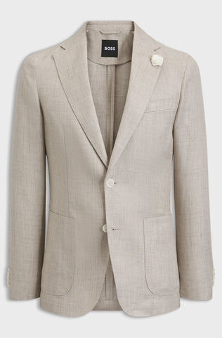 Chaqueta BOSS Slim Fit en Mezcla de Lino - Beige