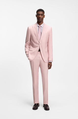 Chaqueta de traje BOSS ONE de corte ajustado en lana, seda y lino - Rosado