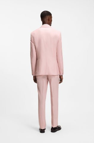 Chaqueta de traje BOSS ONE de corte ajustado en lana, seda y lino - Rosado