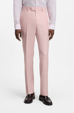 BOSS ONE Pantalones de traje de Slim Fit en lana, seda y lino - Rosado