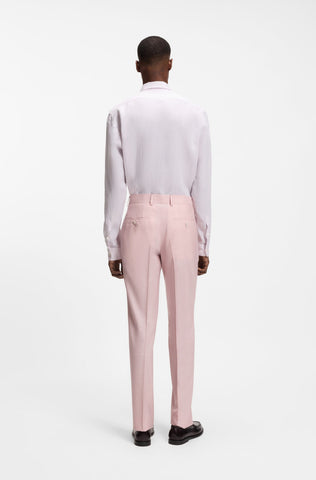 BOSS ONE Pantalones de traje de Slim Fit en lana, seda y lino - Rosado