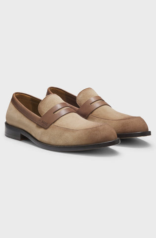 Mocasines BOSS con detalles de piel - Beige