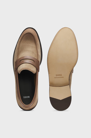 Mocasines BOSS con detalles de piel - Beige