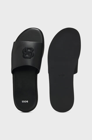 Sandalias BOSS de piel sintética con monograma de doble B