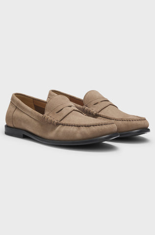 Mocasines BOSS con ribete de monedas y logotipo en relieve - Beige